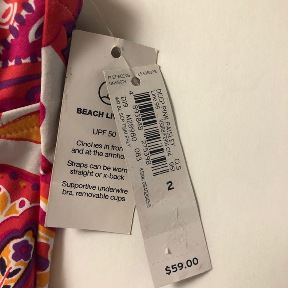 Lands End Pink Paisley Tankini Swim Top SZ… - Picture 9 of 10
